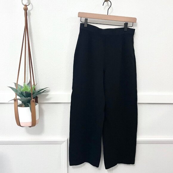 St John Black Knit Wide Leg Pants Size 6 - Picture 1 of 3
